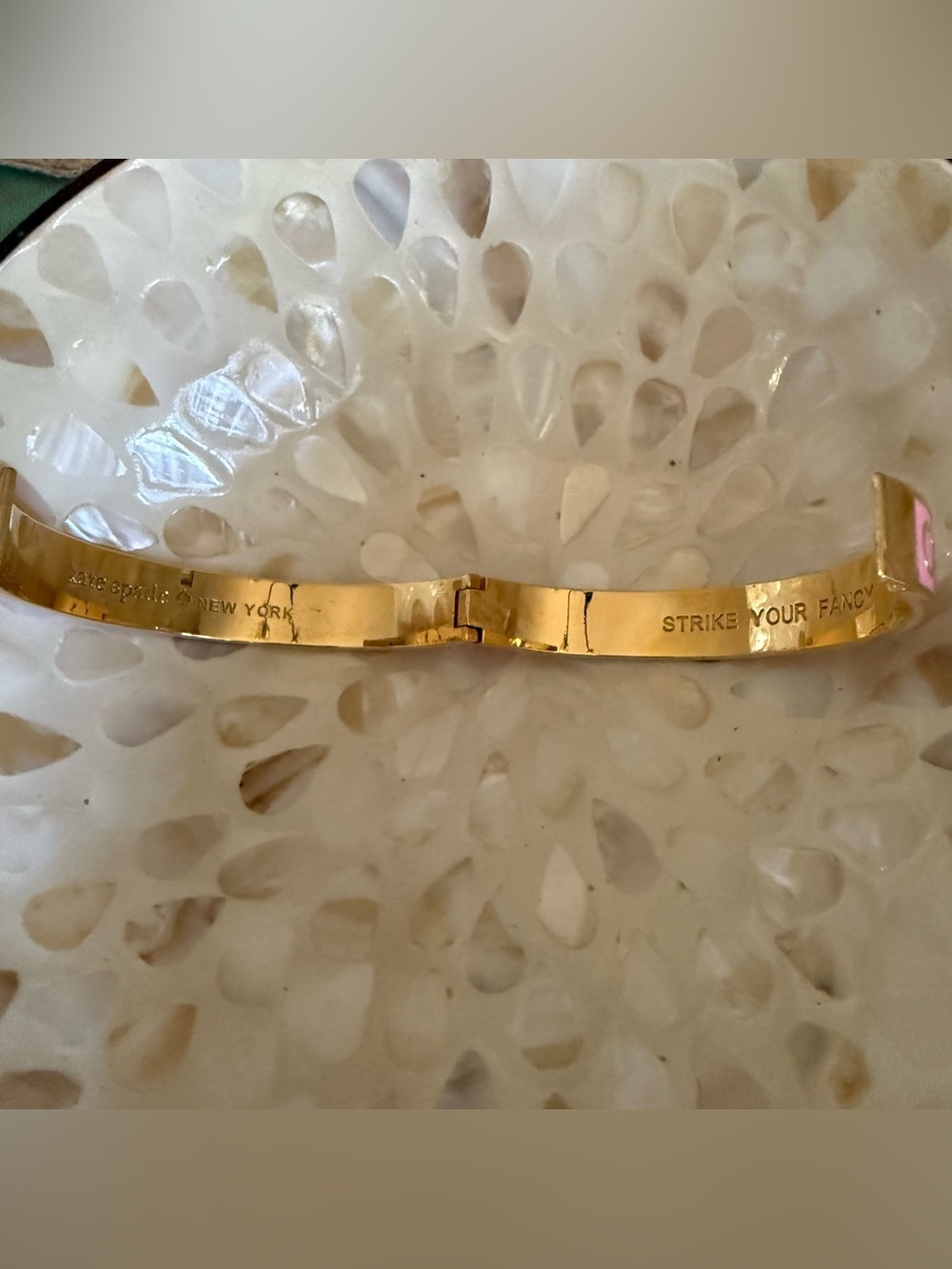 Kate Spade New York Pink & Gold Enamel Bangle - Ooh La La EUC - Picture 9 of 10